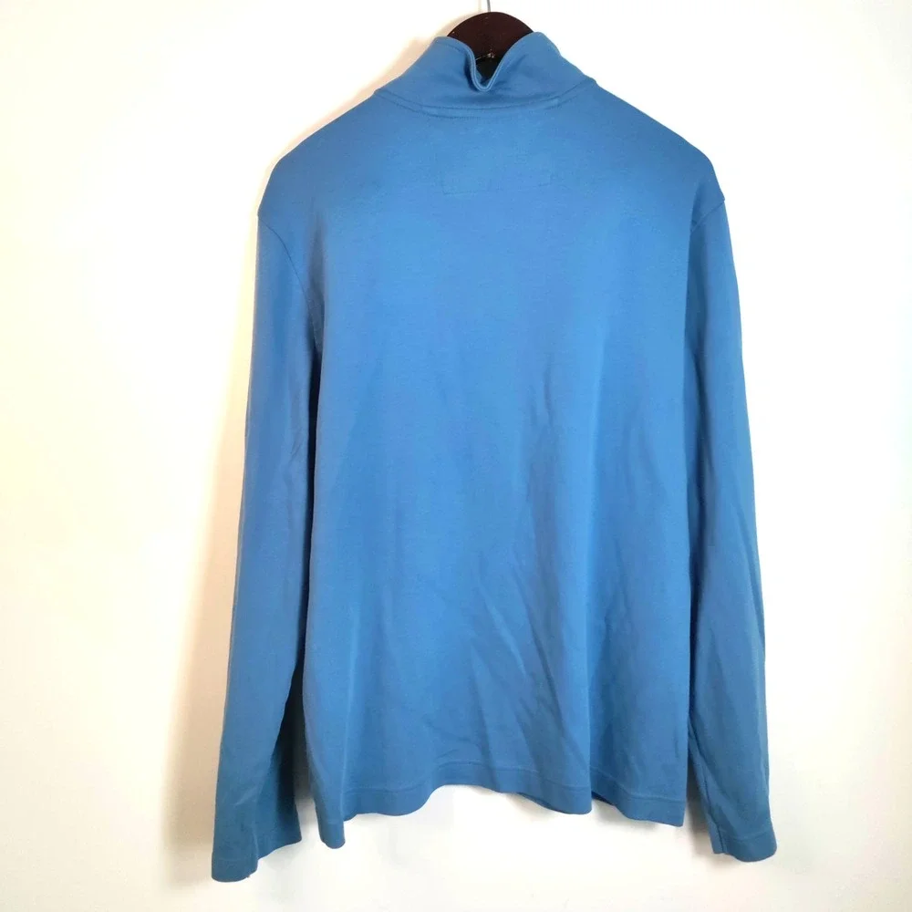 Banana Republic XL Blue 1/4 Snap Mock‎ Neck Pullover Long Sleeve Nautical Casual